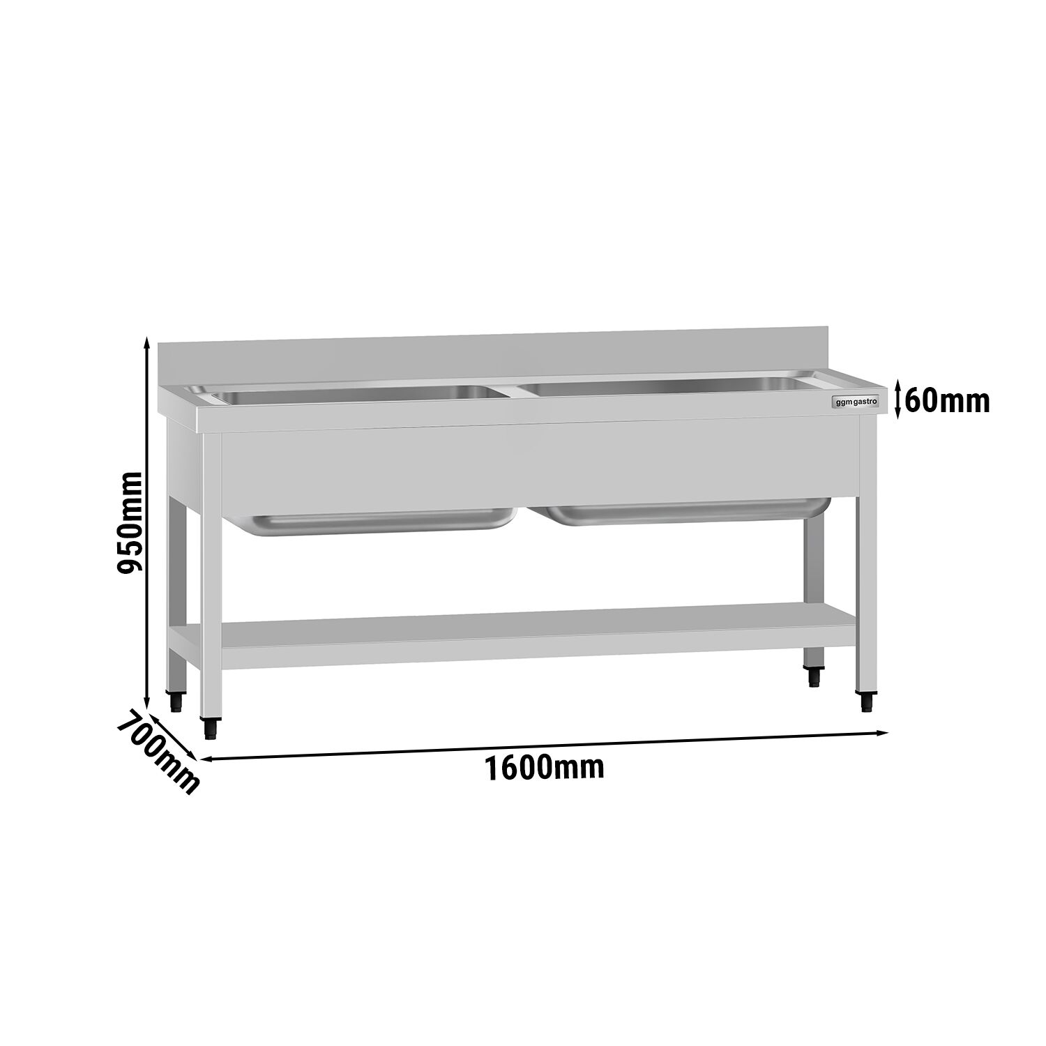 Valamulaud ECO 1600x700 mm – riiuliga, tagaservaga