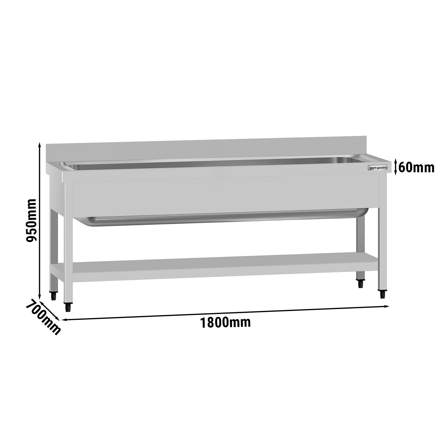 Valamulaud ECO 1800x700 mm – riiuliga, tagaservaga