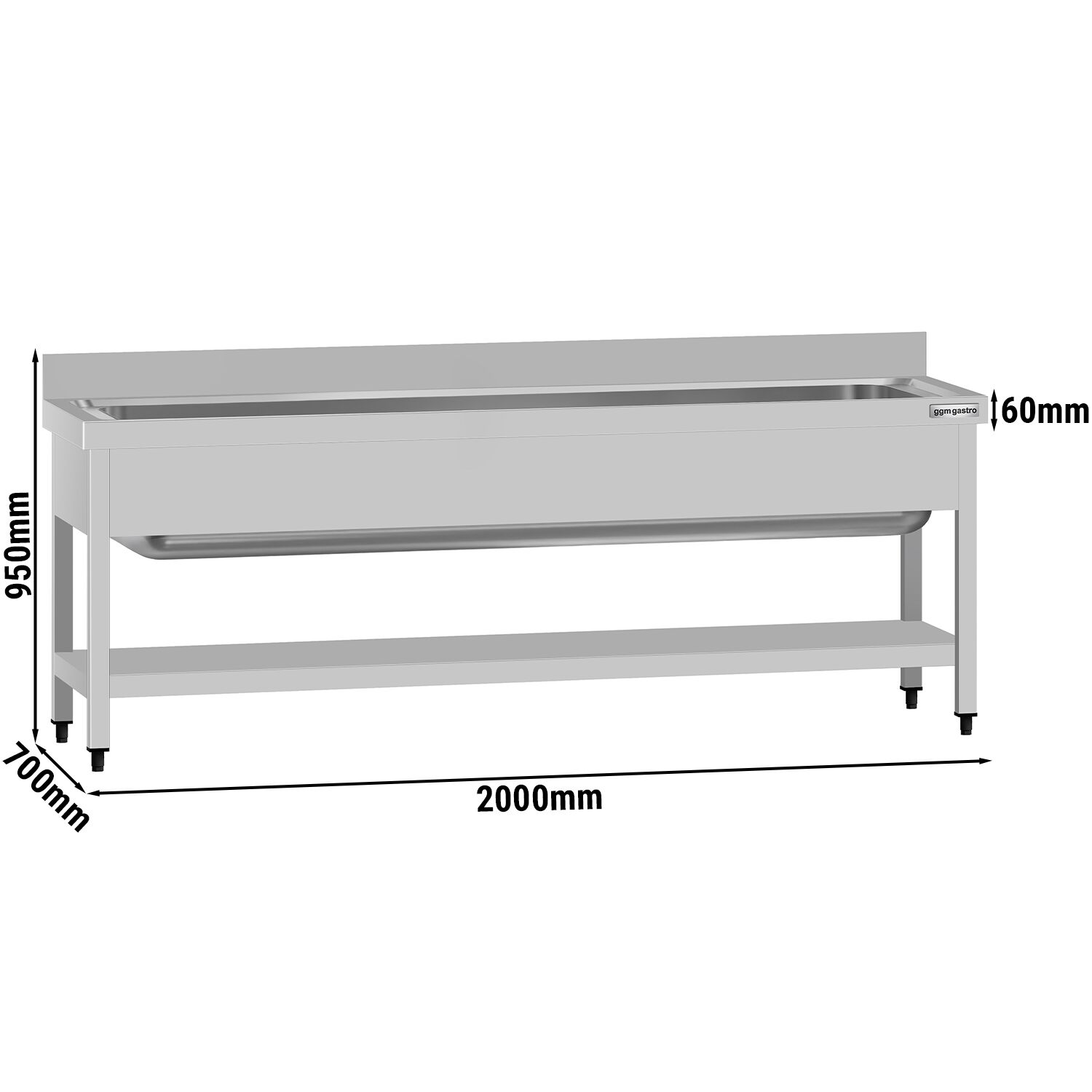 Valamulaud ECO 2000x700 mm – riiuliga, tagaservaga