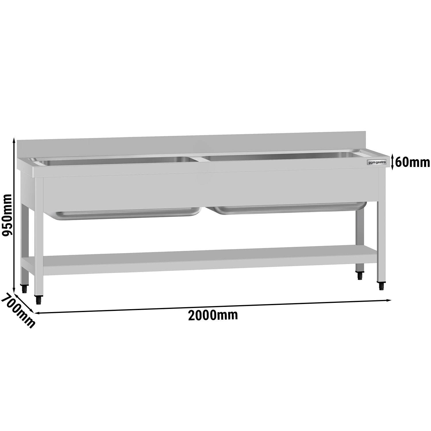Valamulaud ECO 2000x700 mm – riiuliga, tagaservaga