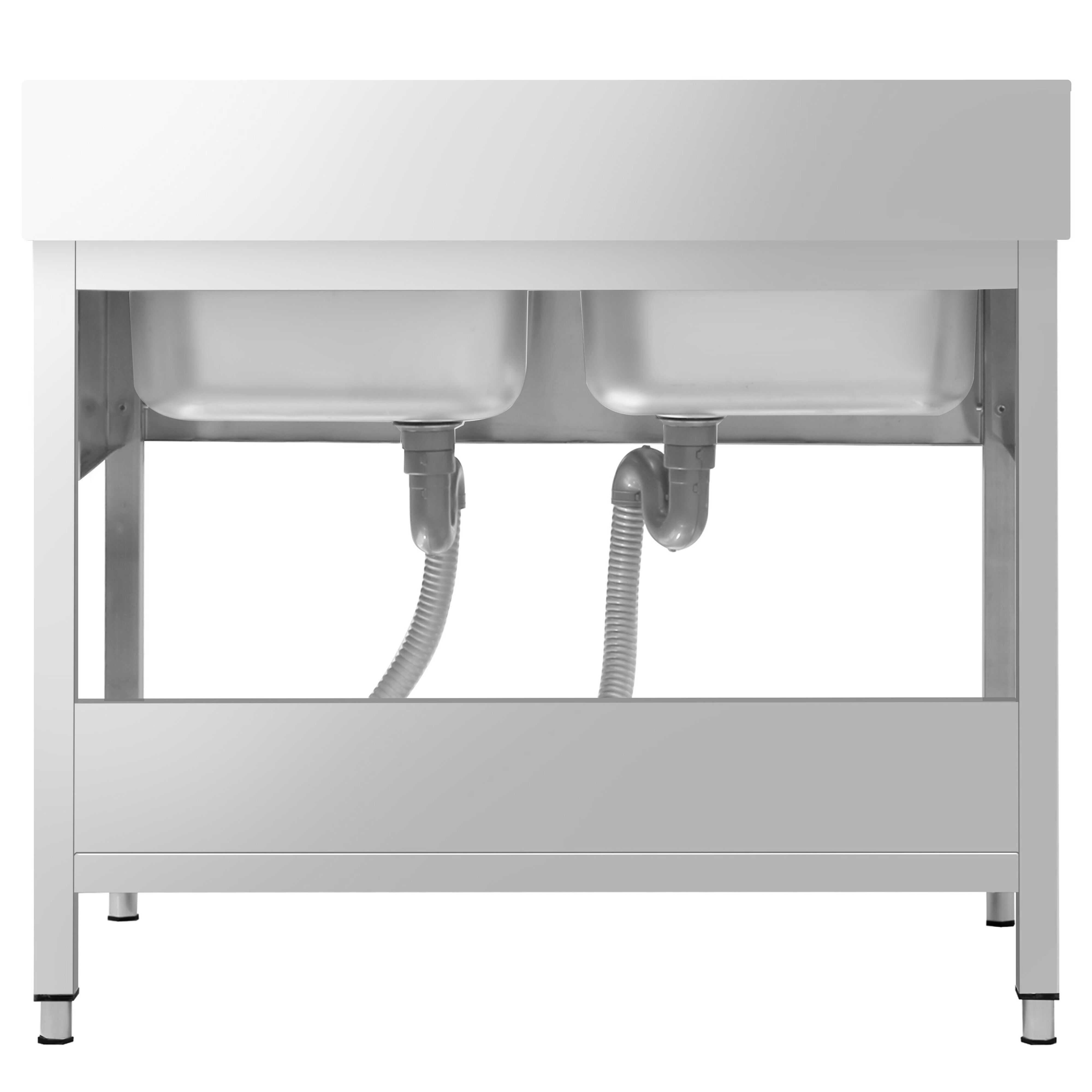 Valamulaud PREMIUM 1000x600 mm – riiuliga, 2 valamut keskel, tagaservaga