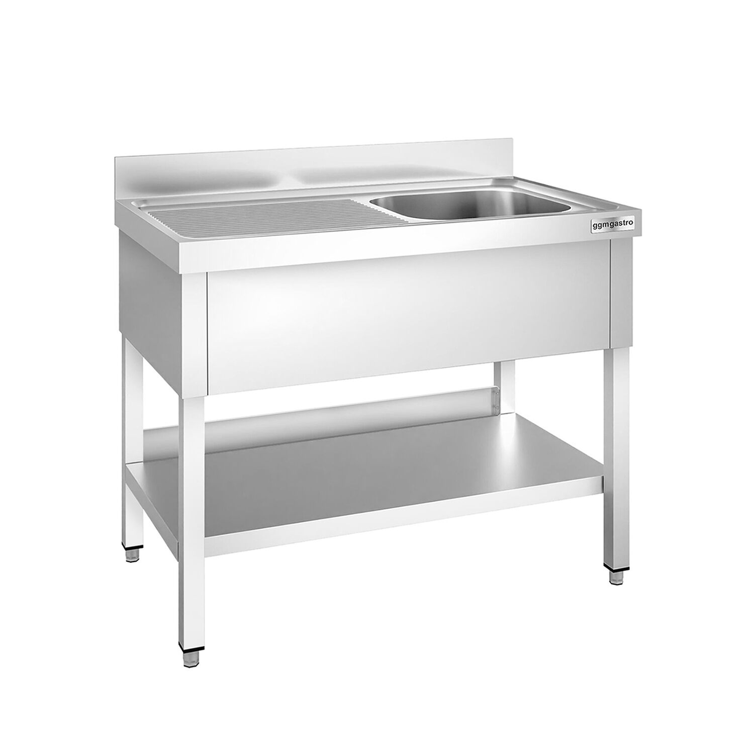 Valamulaud PREMIUM 1000x600 mm – riiuliga, 1 valamu paremal, tagaservaga