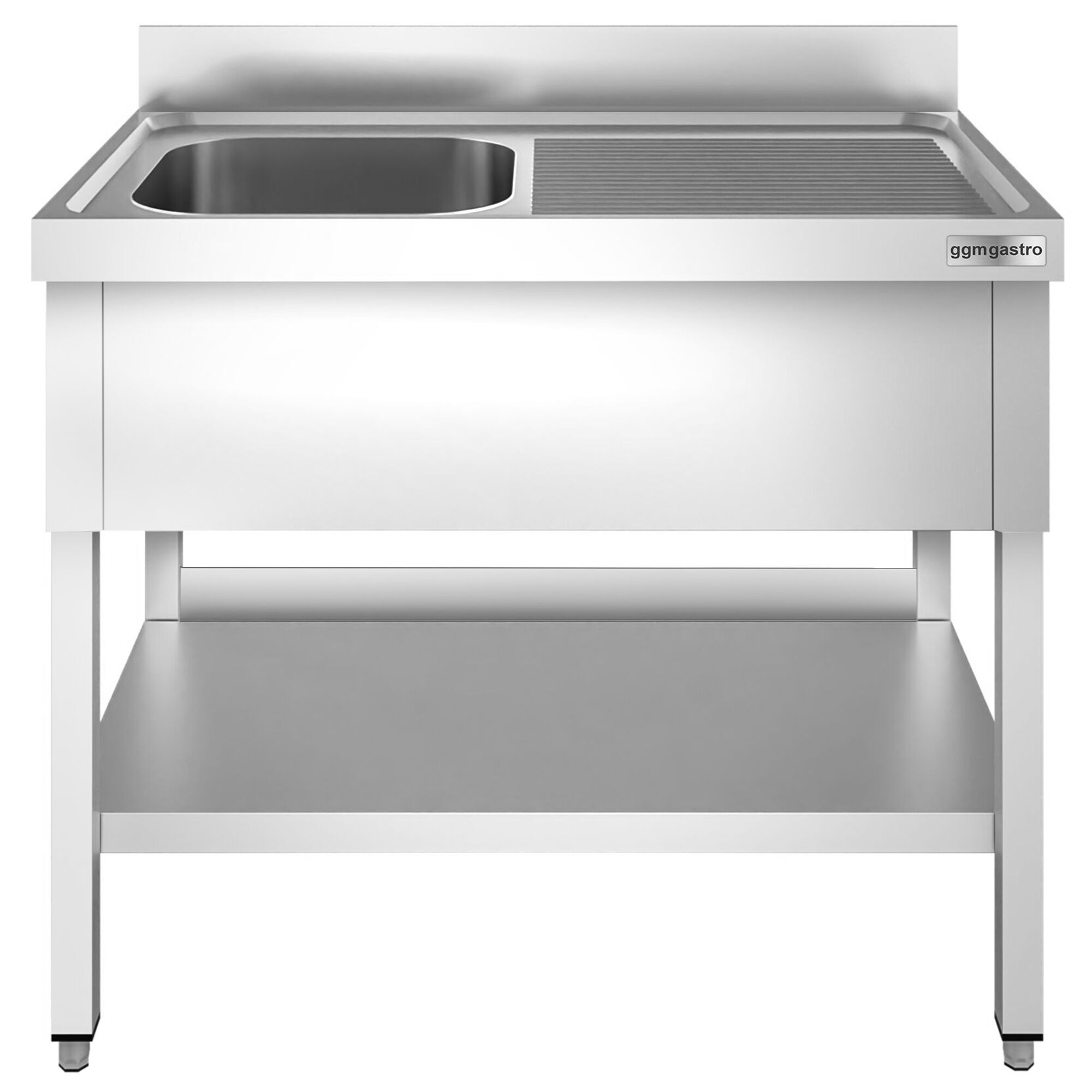 Valamulaud PREMIUM 1000x700 mm – riiuliga, 1 valamu vasakul, tagaservaga