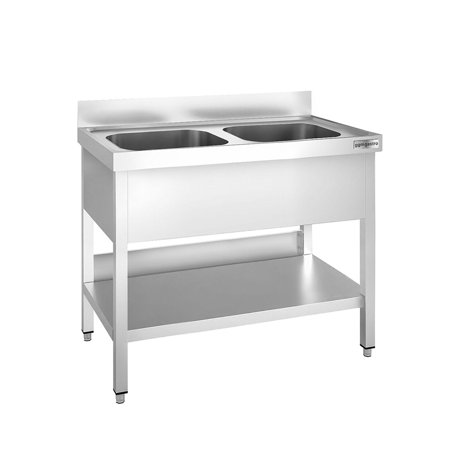 Valamulaud PREMIUM 1000x700 mm – riiuliga, 2 valamut keskel