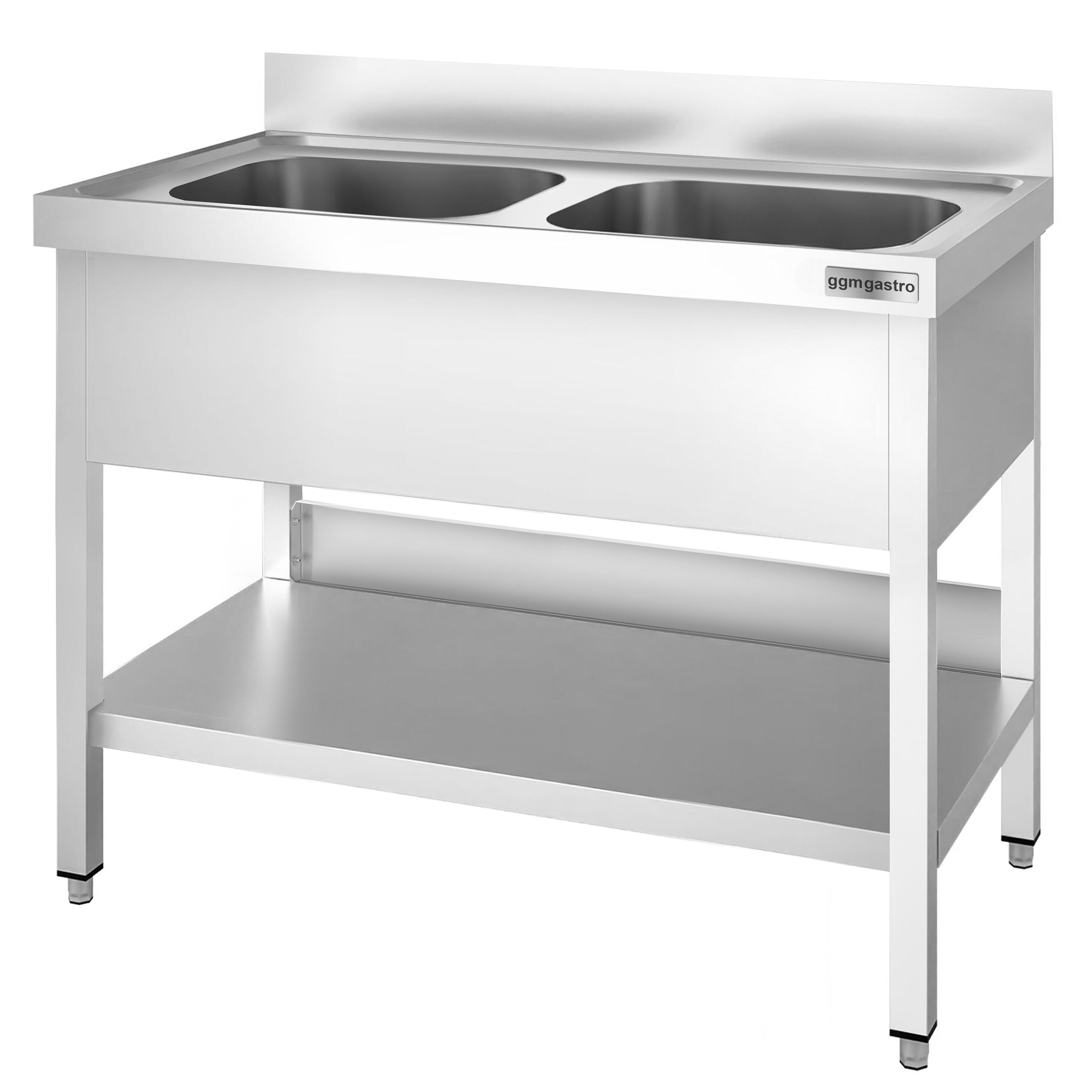 Valamulaud PREMIUM 1000x700 mm – riiuliga, 2 valamut keskel