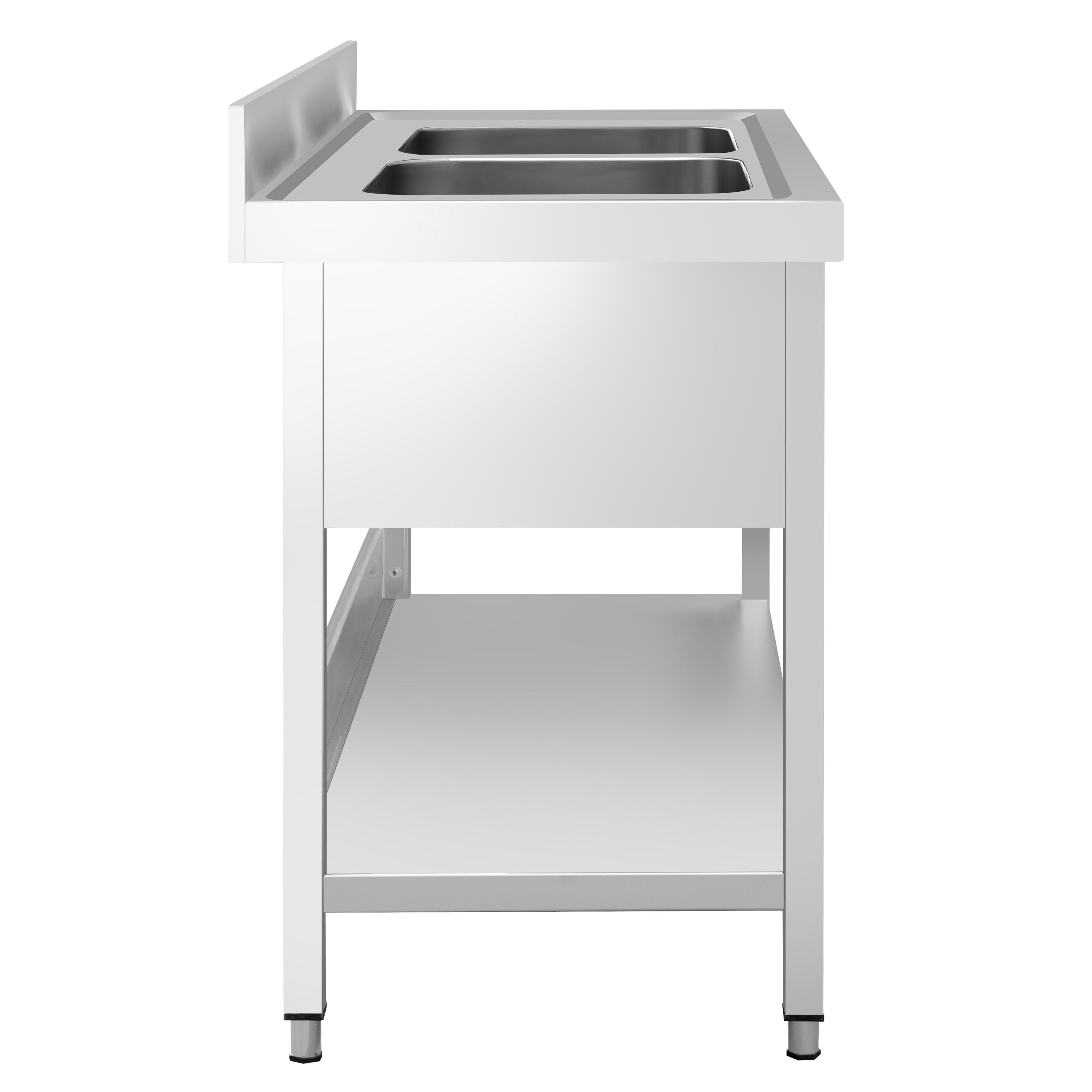 Valamulaud PREMIUM 1000x700 mm – riiuliga, 2 valamut keskel