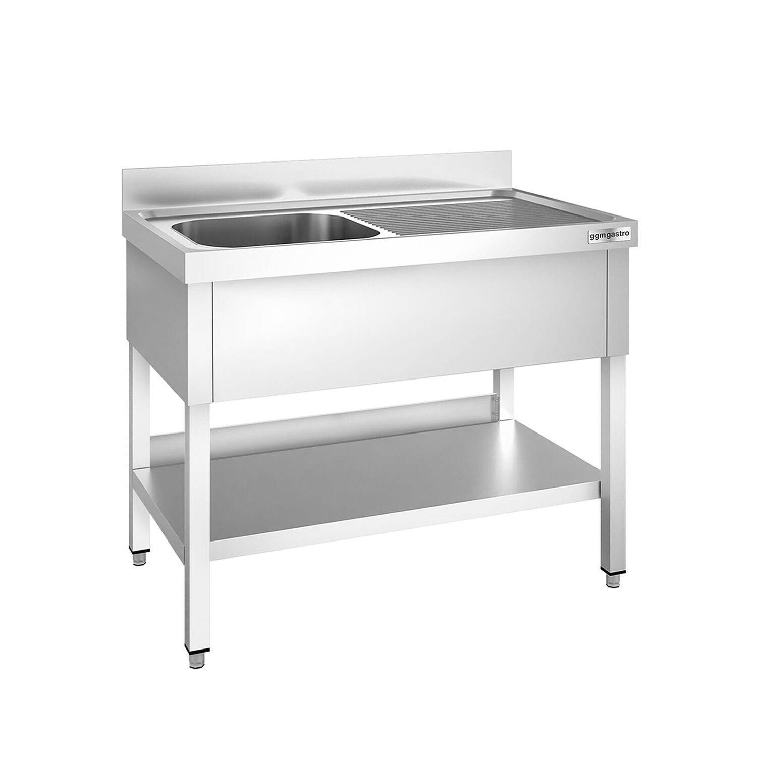 Valamulaud PREMIUM 1200x700 mm – riiuliga, 1 valamu vasakul, tagaservaga