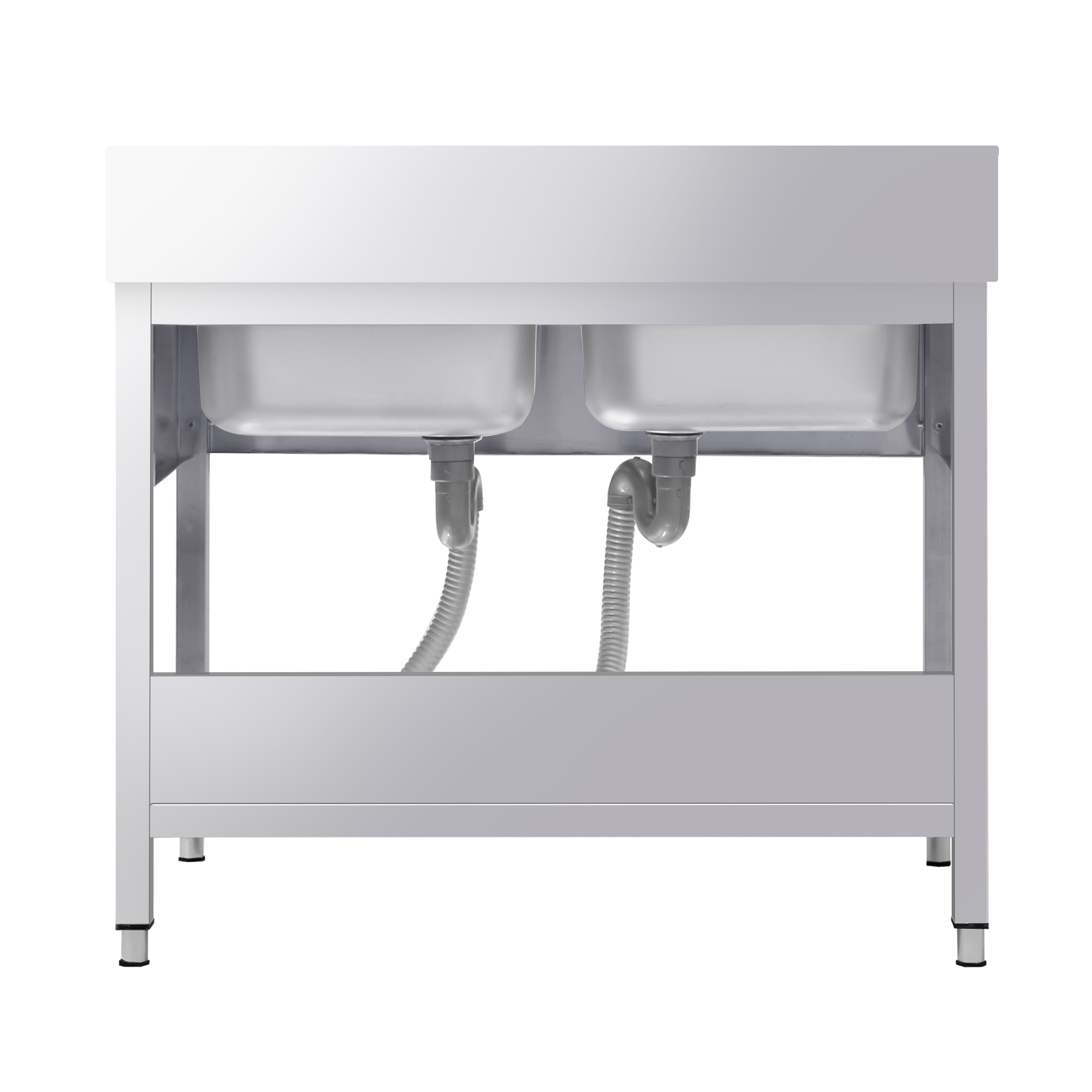 Valamulaud PREMIUM 1200x700 mm – riiuliga, 2 valamut keskel, tagaservaga