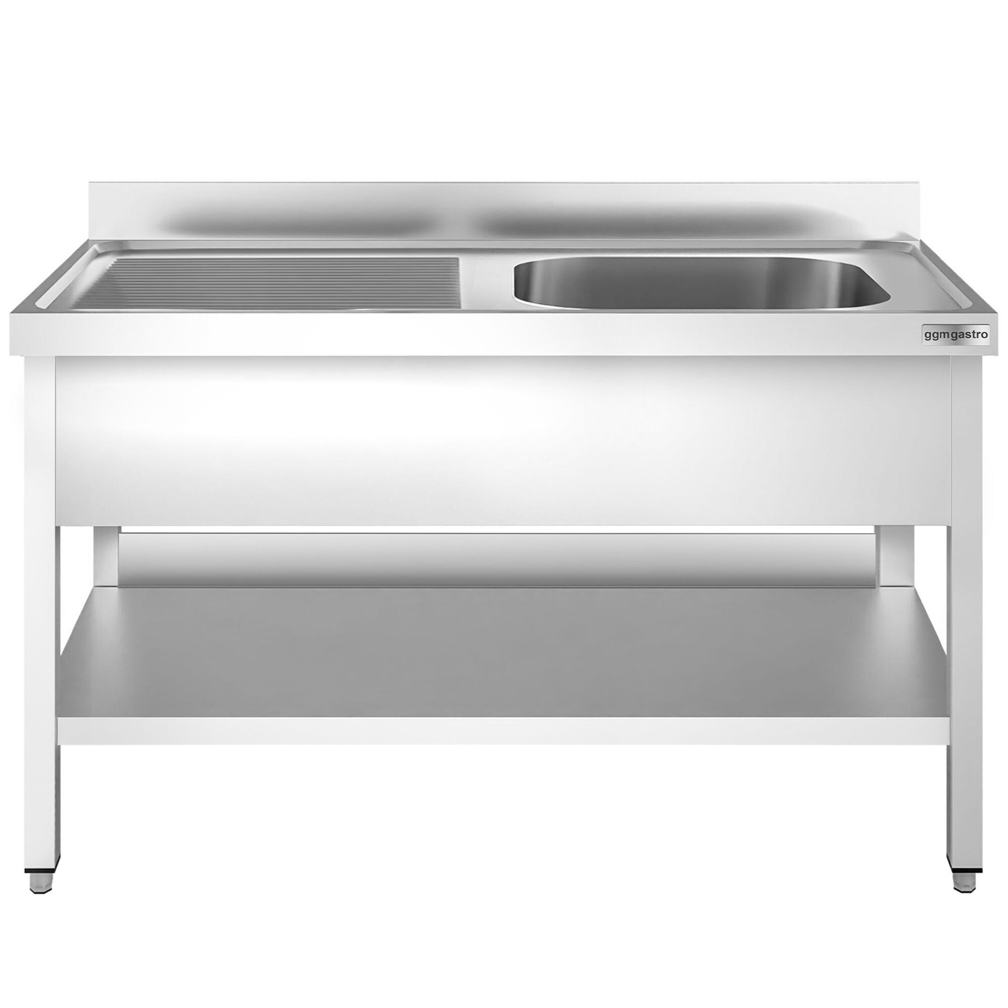 Valamulaud PREMIUM 1400x600 mm – riiuliga, 1 valamu paremal