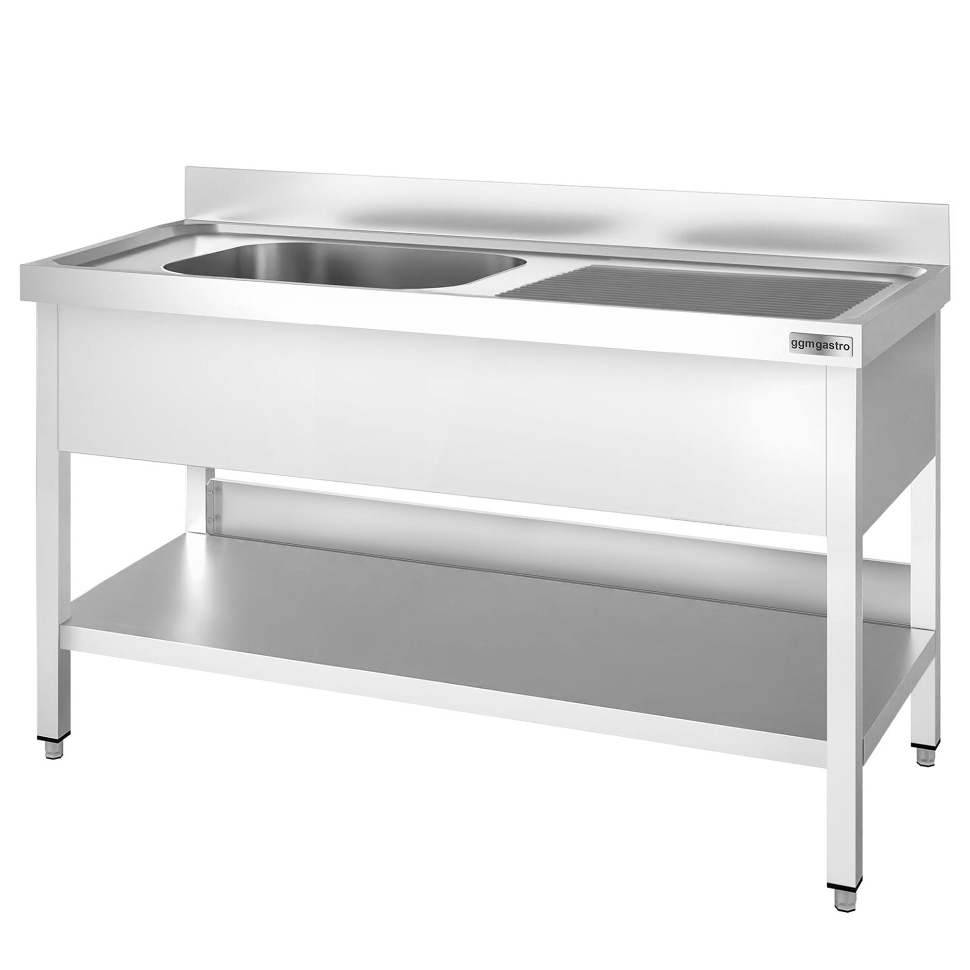 Valamulaud PREMIUM 1400x700 mm – riiuliga, 1 valamu vasakul, tagaservaga