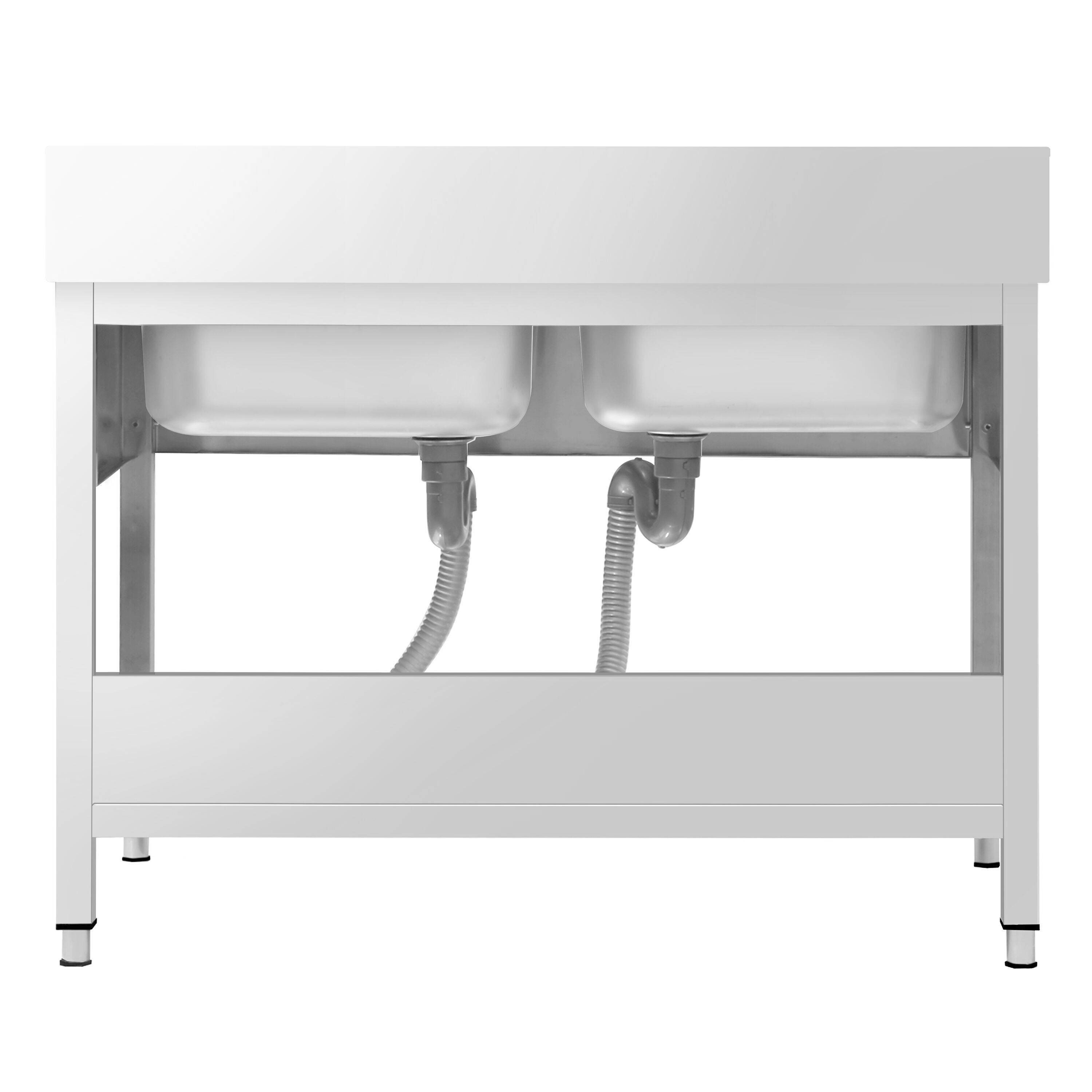 Valamulaud PREMIUM 1400x700 mm – riiuliga, 2 valamut keskel, tagaservaga