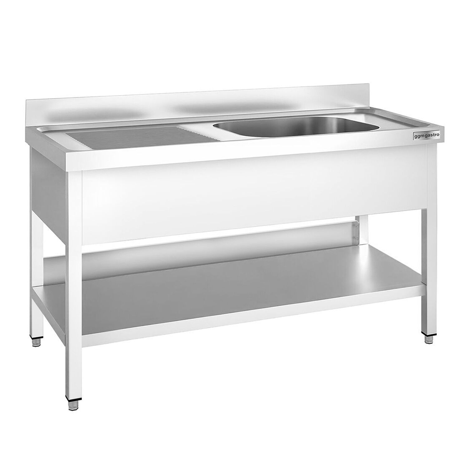 Valamulaud PREMIUM 1600x600 mm – riiuliga, 1 valamu paremal