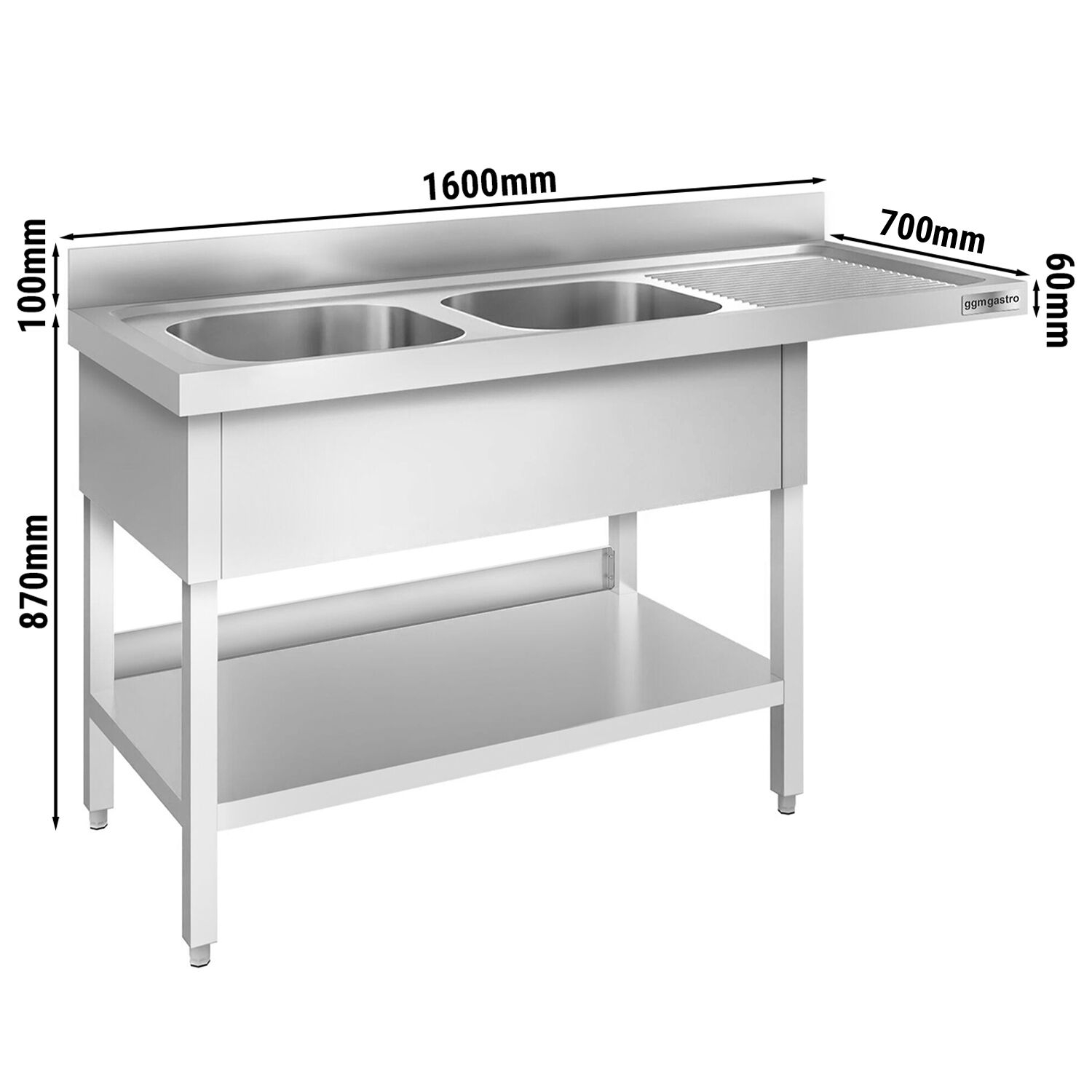 Eelpesulaud 1600x700 mm – 2 valamut paremal