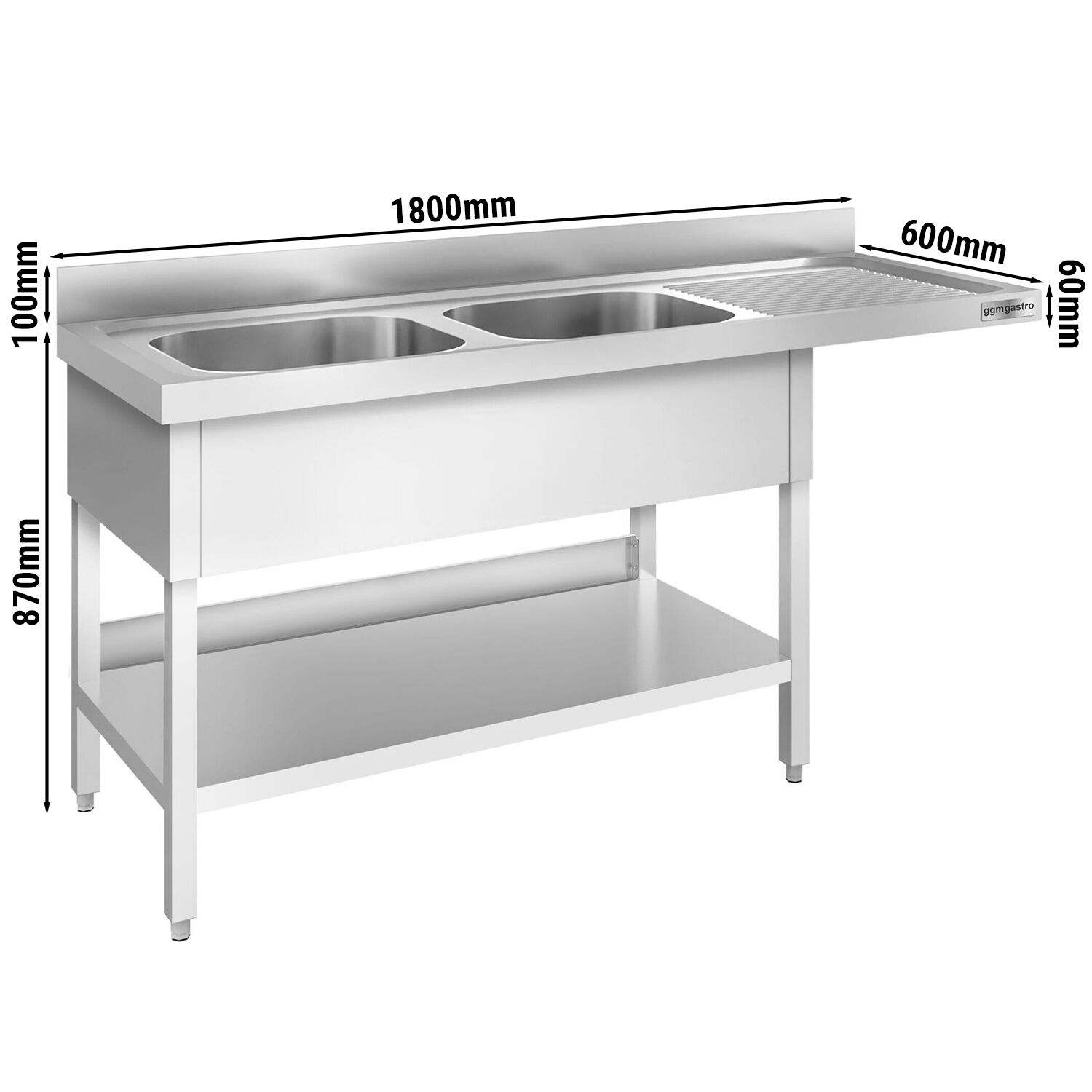 Eelpesulaud 1800x600 mm – 2 valamut paremal