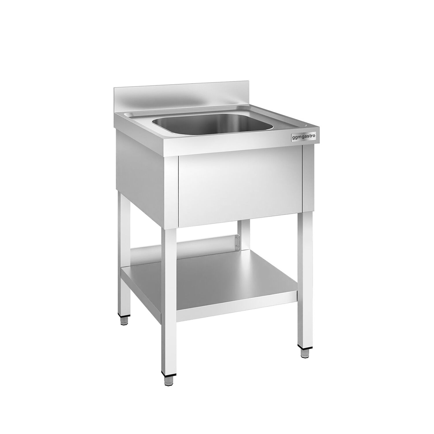 Valamulaud PREMIUM 600x600 mm – riiuliga, 1 valamu keskel, tagaservaga