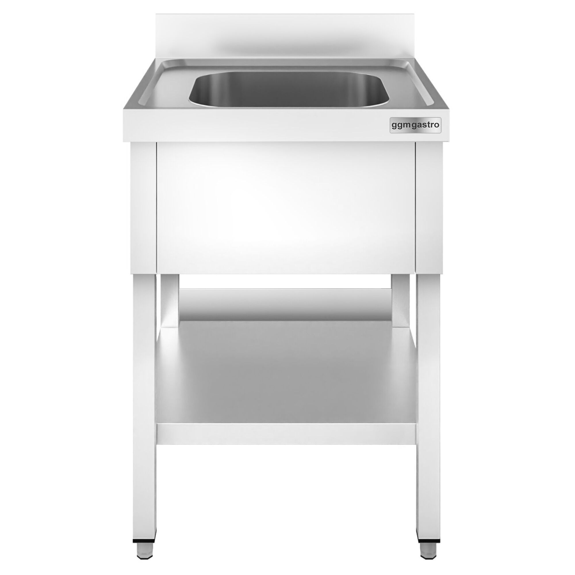 Valamulaud PREMIUM 600x600 mm – riiuliga, 1 valamu keskel, tagaservaga